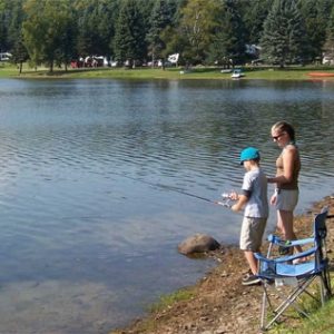 Allegany Mountain Resort A group of people fishing at a campground in western New York.